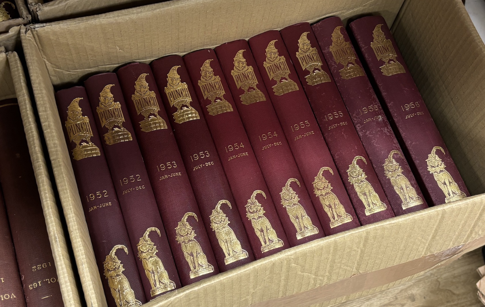 72 volumes of Punch from 1920 to 1956, most in publishers bindings